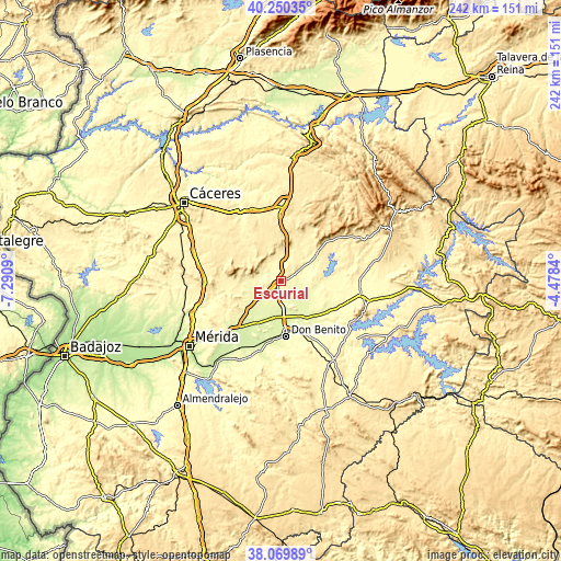 Topographic map of Escurial