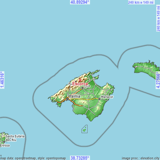 Topographic map of Escorca