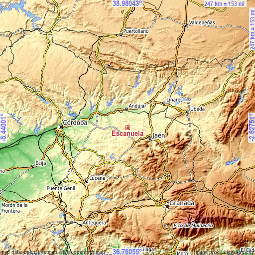 Topographic map of Escañuela