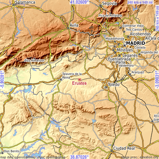 Topographic map of Erustes