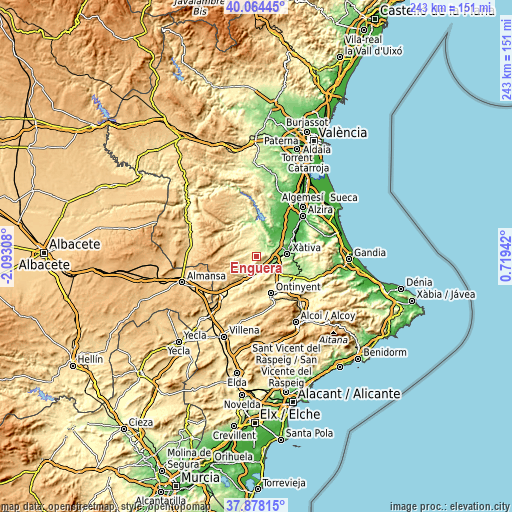 Topographic map of Enguera