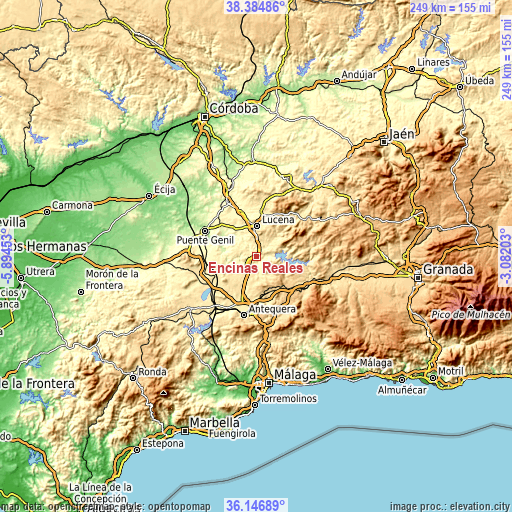 Topographic map of Encinas Reales