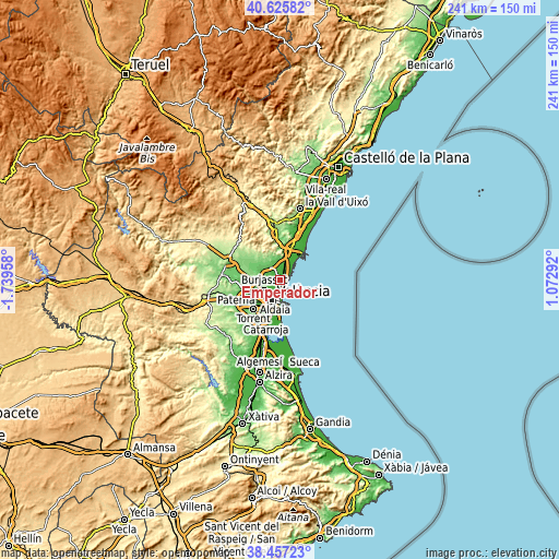 Topographic map of Emperador