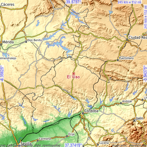 Topographic map of El Viso