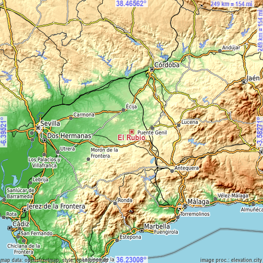 Topographic map of El Rubio