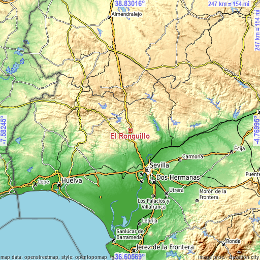 Topographic map of El Ronquillo