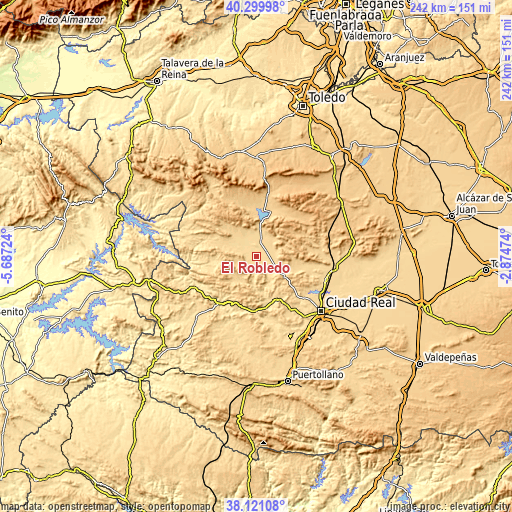 Topographic map of El Robledo