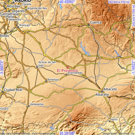 Topographic map of El Provencio