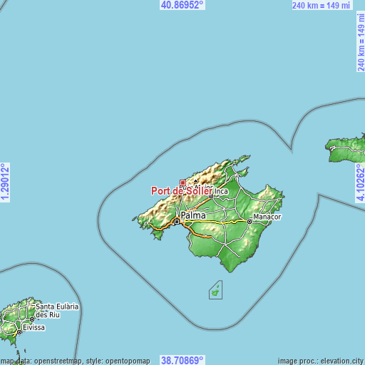 Topographic map of Port de Sóller