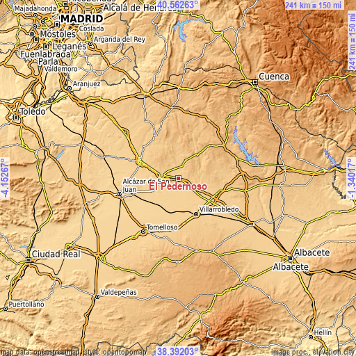 Topographic map of El Pedernoso