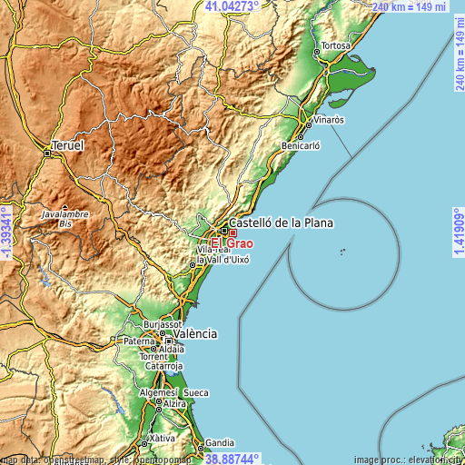 Topographic map of El Grao