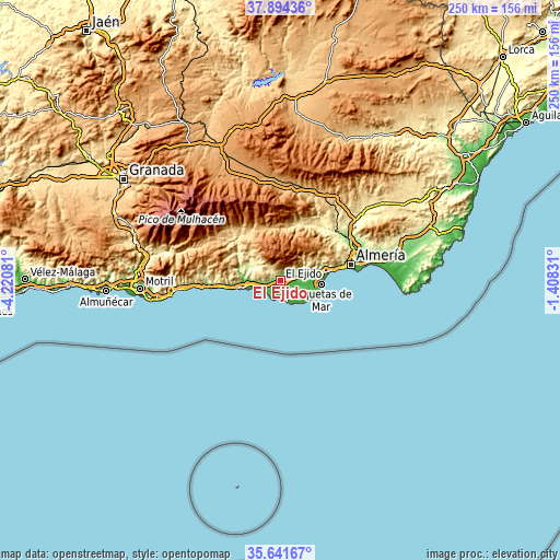 Topographic map of El Ejido