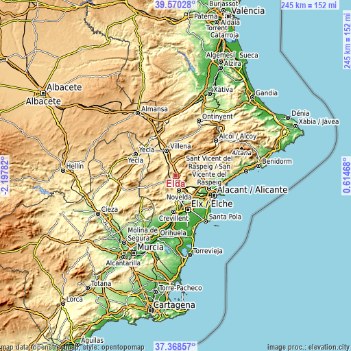 Topographic map of Elda