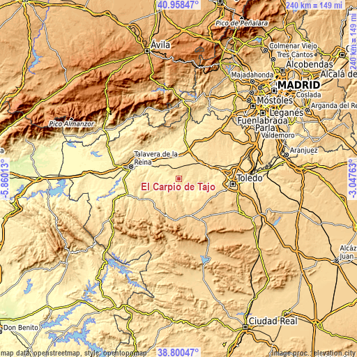 Topographic map of El Carpio de Tajo