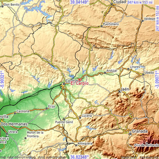 Topographic map of El Carpio