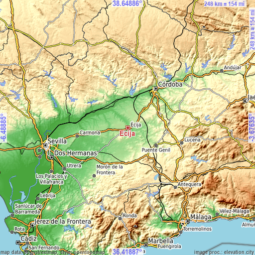 Topographic map of Écija