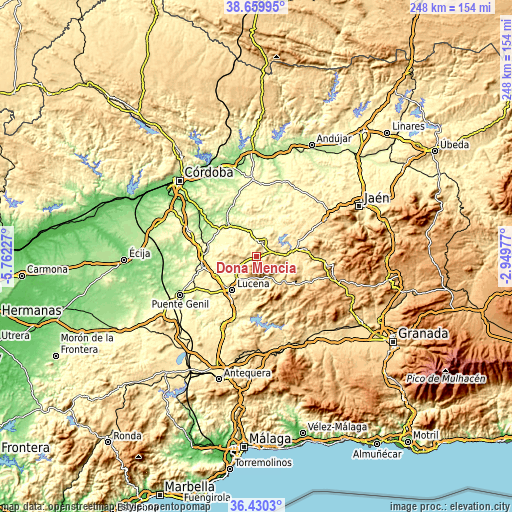 Topographic map of Doña Mencía