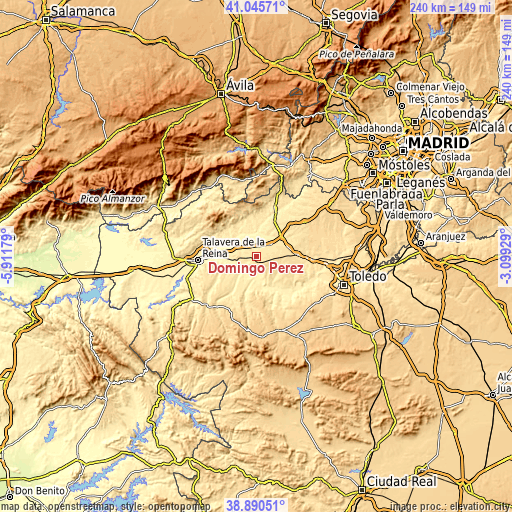 Topographic map of Domingo Pérez