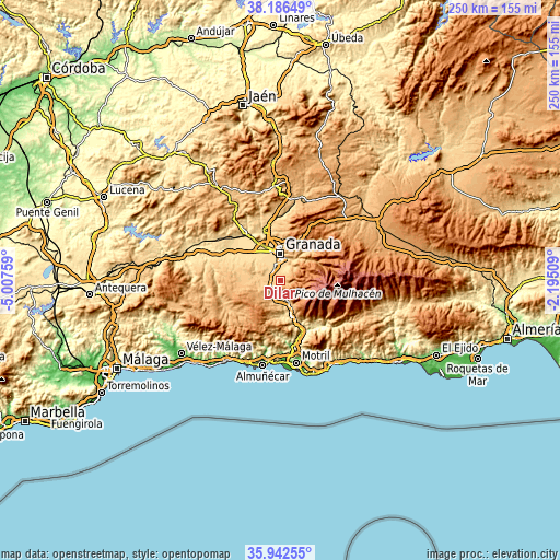Topographic map of Dílar