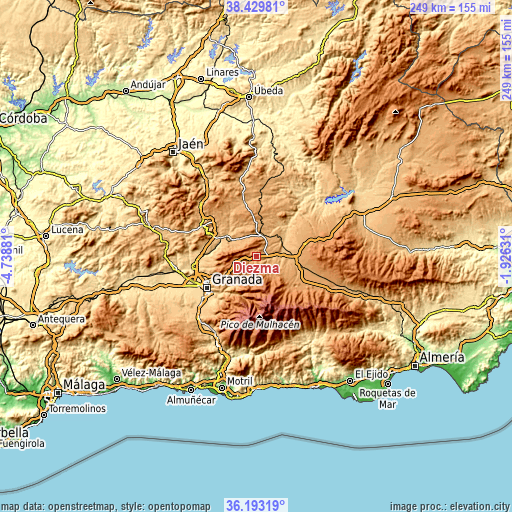 Topographic map of Diezma