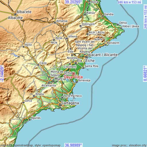 Topographic map of Daya Vieja