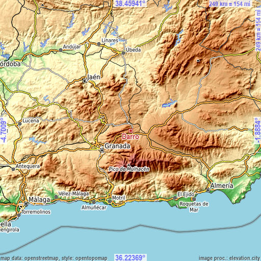 Topographic map of Darro