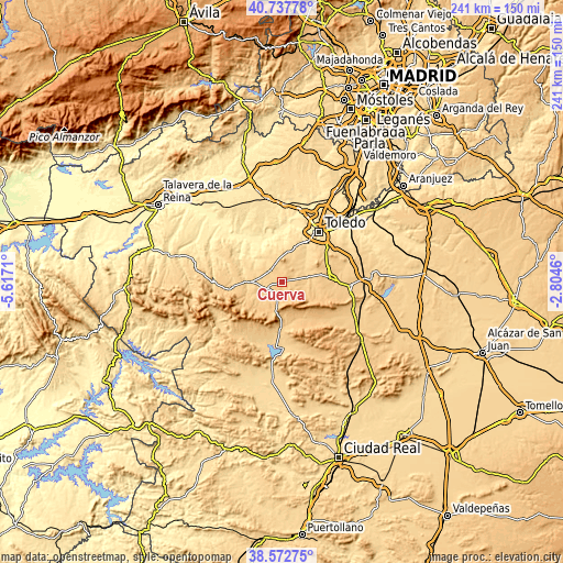 Topographic map of Cuerva
