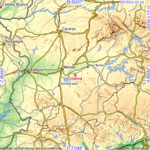 Topographic map of Cristina