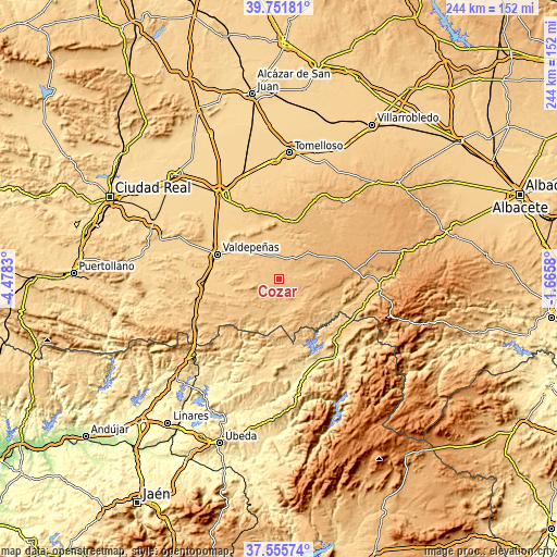 Topographic map of Cózar