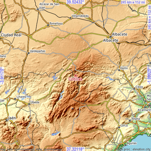 Topographic map of Cotillas