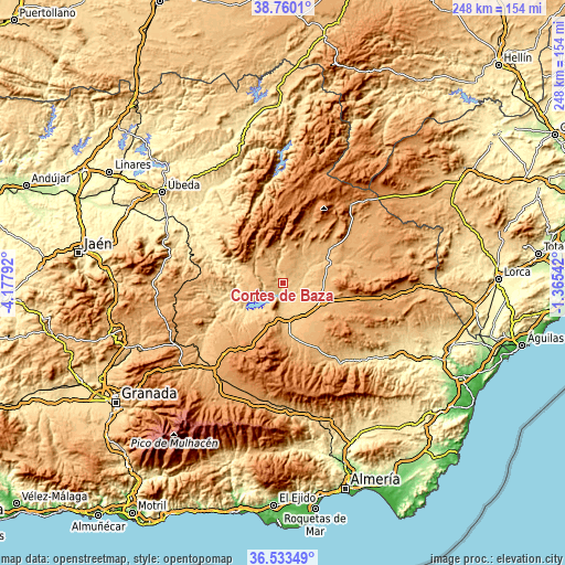 Topographic map of Cortes de Baza