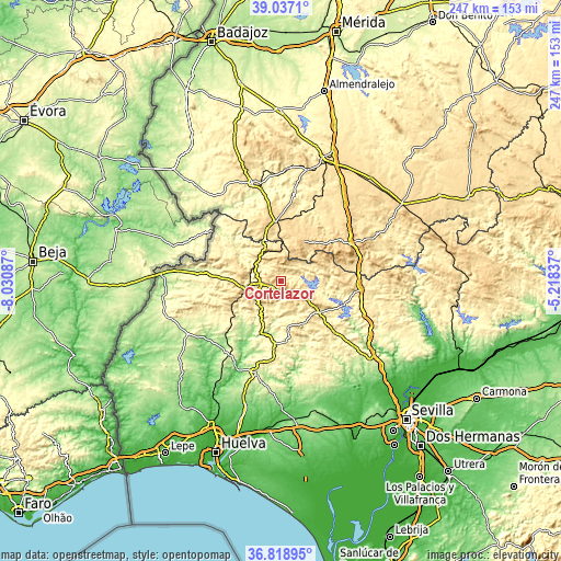 Topographic map of Cortelazor