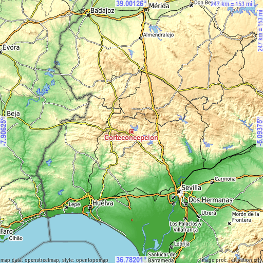 Topographic map of Corteconcepción