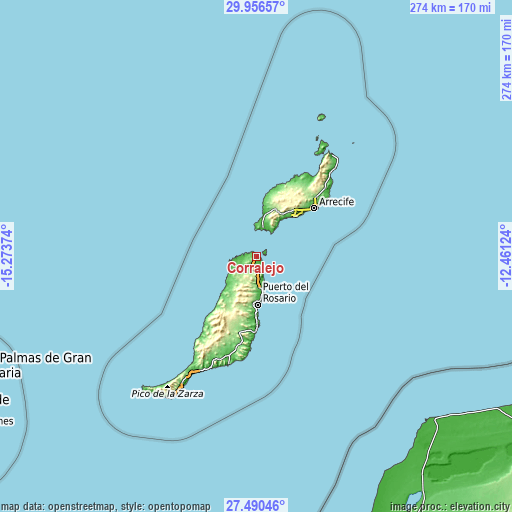 Topographic map of Corralejo