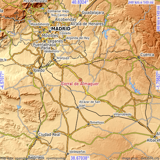 Topographic map of Corral de Almaguer