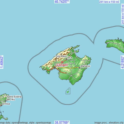 Topographic map of Consell