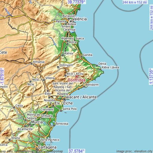 Topographic map of Confrides