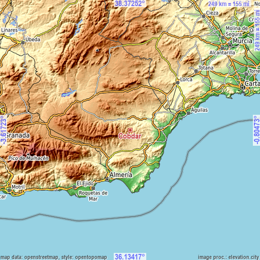 Topographic map of Cóbdar