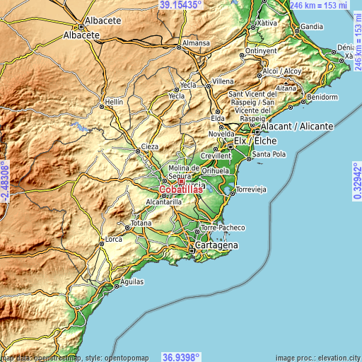Topographic map of Cobatillas
