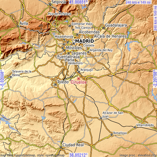 Topographic map of Ciruelos