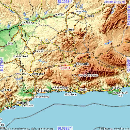 Topographic map of Cijuela