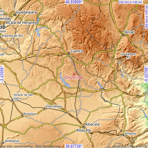 Topographic map of Chumillas