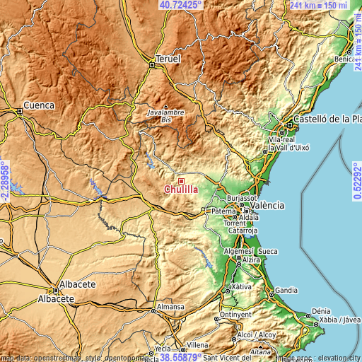 Topographic map of Chulilla