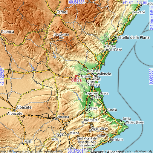 Topographic map of Chiva