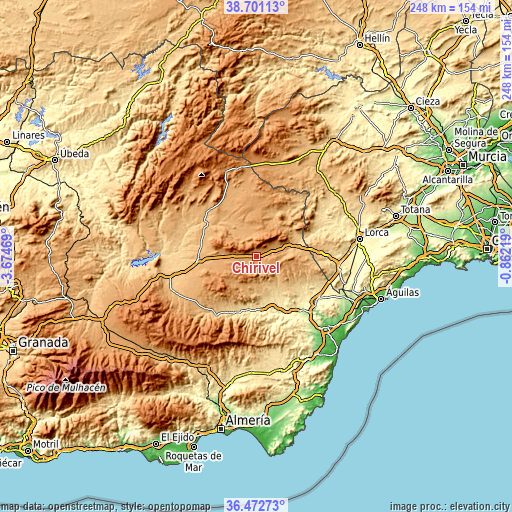 Topographic map of Chirivel