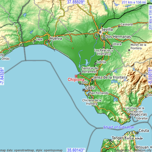 Topographic map of Chipiona