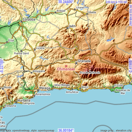 Topographic map of Chimeneas