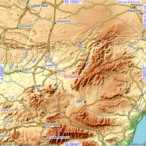Topographic map of Chilluévar