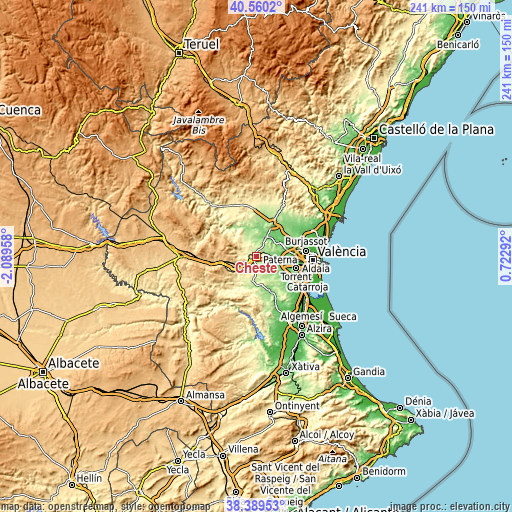 Topographic map of Cheste