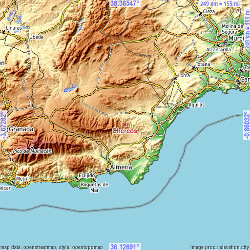 Topographic map of Chercos